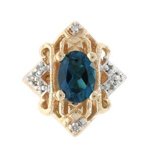 Richard Klein London Blue Topaz Diamond Slide Charm - Yellow Gold 14k Oval
